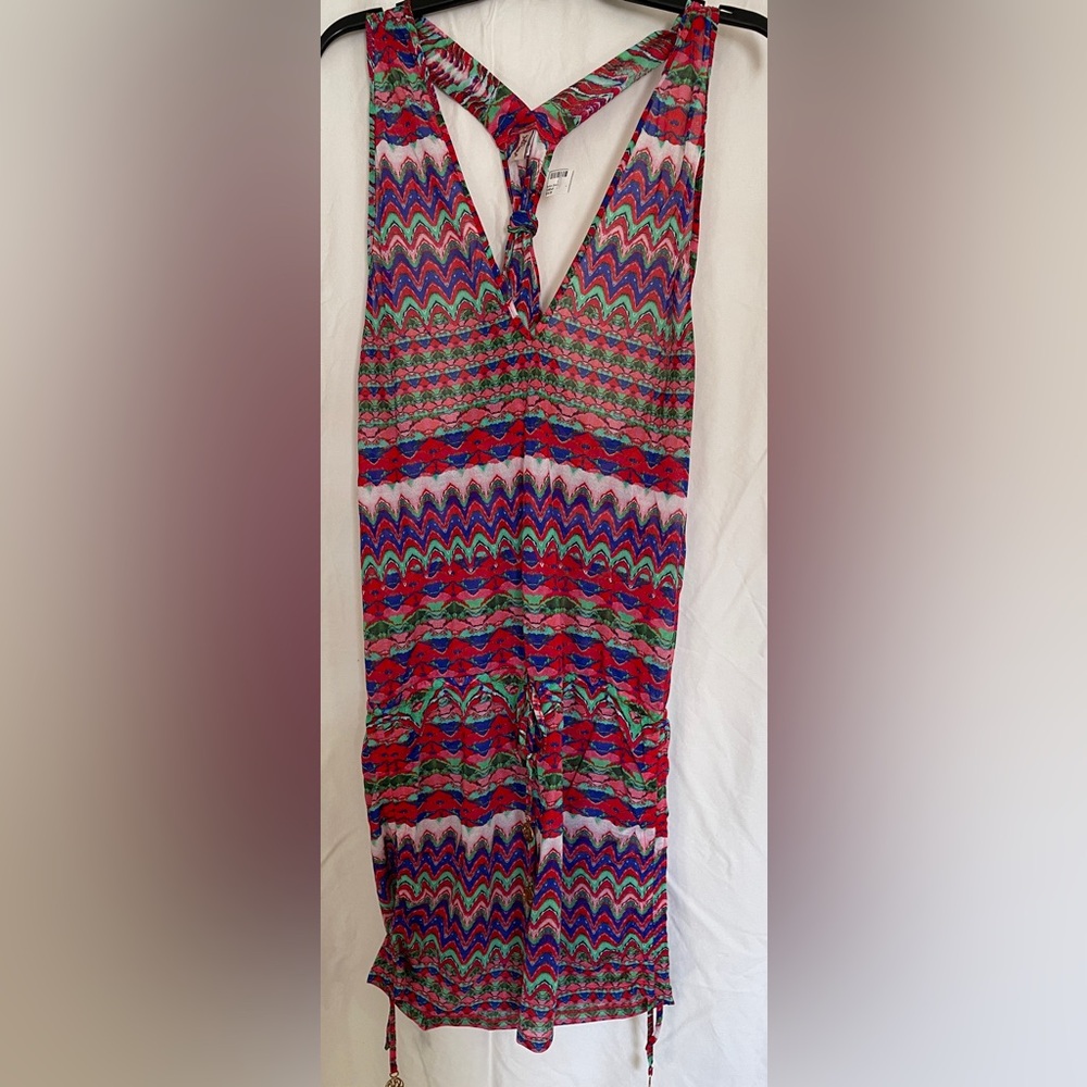 Colorful Sleeveless Chevron swimsuit coverup.
